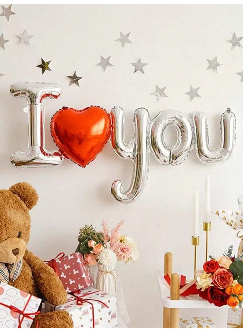 Valentine's Day decoration: A single metallic heart-shaped balloon with the words "I love you" adds a special and romantic touch to celebrating Valentine's Day, anniversaries, and all occasions. - Image 1
